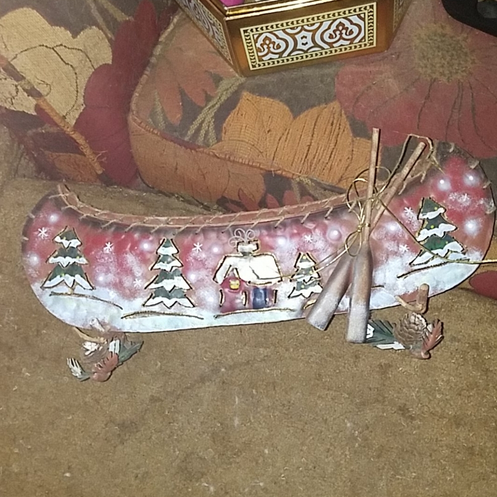 Metal Christmas Canoe decor